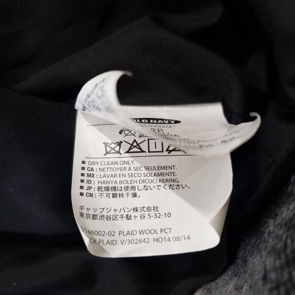 Old Navy XS Plaid Wool Blend Peacoat Black White Check Preppy Winter Warm Casual - Picture 7 of 7